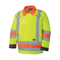6037 Traffic Control Waterproof Safety Jacket, Polyester, High Visibility Lime-Yellow, X-Small Industrial Sales