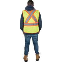 Flame-Resistant Surveyor Vest, High Visibility Lime-Yellow, Medium, Polyester Industrial Sales