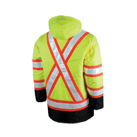 Lined Safety Parka, High Visibility Lime-Yellow, Large Industrial Sales