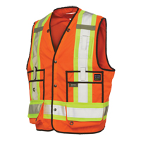 Surveyor Safety Vest, High Visibility Orange, Large, Polyester Industrial Sales