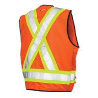 Surveyor Safety Vest, High Visibility Orange, Large, Polyester Industrial Sales