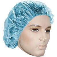 Bouffant Caps, Polypropylene, 18", Blue Industrial Sales