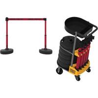 Chariot de transport avec plateau pour barri&egrave;re PLUS, 75' lo, M&eacute;tal, Rouge Industrial Sales
