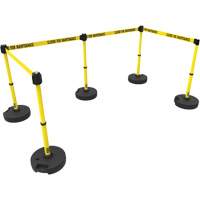 PLUS Barrier Post Set X5, Plastic, 42" H, Yellow Tape, 15' Tape Length Industrial Sales
