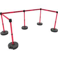 PLUS Barrier Post Set X5, Plastic, 42" H, Red Tape, 15' Tape Length Industrial Sales