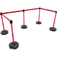 PLUS Barrier Post Set X5, Plastic, 42" H, Red Tape, 15' Tape Length Industrial Sales