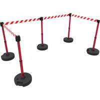 PLUS Barrier Post Set X5, Plastic, 42" H, Red Tape, 15' Tape Length Industrial Sales