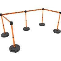PLUS Barrier Post Set X5, Plastic, 42" H, Orange Tape, 15' Tape Length Industrial Sales