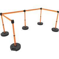 PLUS Barrier Post Set X5, Plastic, 42" H, Orange Tape, 15' Tape Length Industrial Sales