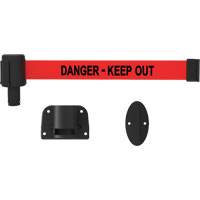 PLUS Wall Mount Barrier System, Plastic, Screw Mount, 15', Red Tape Industrial Sales