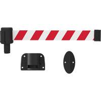 PLUS Wall Mount Barrier System, Plastic, Screw Mount, 15', Red and White Tape Industrial Sales