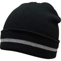 Bonnet en tricot avec bande r&eacute;fl&eacute;chissante argent&eacute;e, Taille unique, Noir Industrial Sales