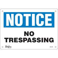 "No Trespassing" Sign, 7" x 10", Plastic, English Industrial Sales