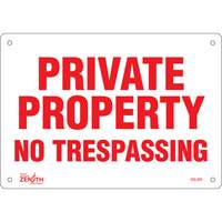Enseigne Private Property, 7" x 10", Aluminium, Anglais Industrial Sales
