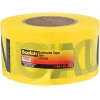 Ruban pour barri&egrave;res pour services publics souterrains Scotch, Anglais, 3" la x 1000' lo, 2 mils, Noir sur jaune Industrial Sales