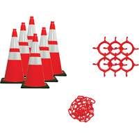 Traffic Cone & Chain Kit, 28", Orange, 4" & 6" Reflective Collar(s) Industrial Sales