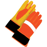 High Visibility Gloves, Size Large, Grain Leather Palm Industrial Sales