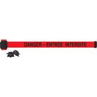 Barri&egrave;re &agrave; fixation murale, Plastique, Fixation magn&eacute;tique, 7', Ruban Rouge Industrial Sales