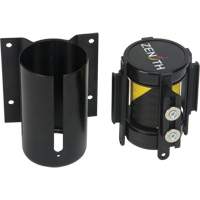 Barri&egrave;re &agrave; fixation murale avec ruban magn&eacute;tique, Acier, Fixation par vis, 7', Ruban Noir et jaune Industrial Sales