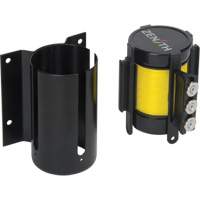 Barri&egrave;re &agrave; fixation murale avec ruban magn&eacute;tique, Acier, Fixation par vis, 12', Ruban Jaune Industrial Sales