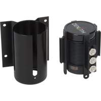 Barri&egrave;re &agrave; fixation murale avec ruban magn&eacute;tique, Acier, Fixation par vis, 12', Ruban Noir Industrial Sales