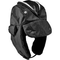 N-Ferno&reg; Zippered Trapper Hat, Polyurethane/Satin Lining, Medium/Small, Black Industrial Sales