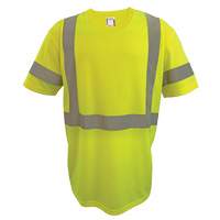 Short Sleeve Safety T-Shirt, Polyester, 2X-Large, High Visibility Lime-Yellow Industrial Sales