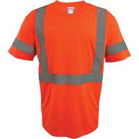 Short Sleeve Safety T-Shirt, Polyester, 2X-Large, High Visibility Orange Industrial Sales