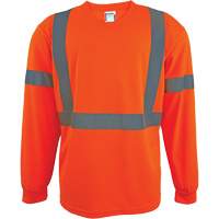Long Sleeve Safety Shirt, Polyester, 2X-Large, High Visibility Orange Industrial Sales