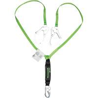 Miller&reg; HP Shock-Absorbing Lanyard, 6', Scaffold Hook Center, Locking Snap Hook Leg Ends, Polyester Industrial Sales