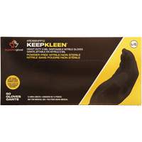 Gants jetables KeepKleen, Grand, Nitrile, 8 mils, Sans poudre, Noir Industrial Sales