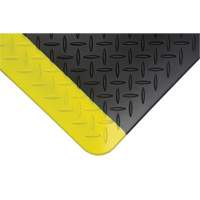 Anti-Fatigue Matting, Diamond, 1-2/3' x 3-1/4' x 3/4", Black/Yellow, Polyurethane Industrial Sales