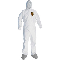 Combinaison de protection contre les liquides et les particules A45 KleenGuard avec sabot antid&eacute;rapant, Grand, Gris/Blanc, Micropore Industrial Sales