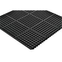 Cushion-Ease&reg; 550 Interlocking Anti-Fatigue Mat, Slotted, 3' x 3' x 3/4", Black, Rubber Industrial Sales