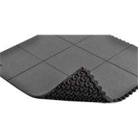 Cushion-Ease&reg; Interlocking Anti-Fatigue Mat, Pebbled, 3' x 3' x 3/4", Black, Natural Rubber Industrial Sales