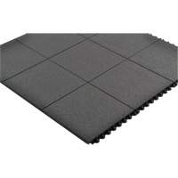 Cushion-Ease&reg; Interlocking Anti-Fatigue Mat, Pebbled, 3' x 3' x 3/4", Black, Natural Rubber Industrial Sales