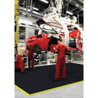 Cushion-Ease&reg; Interlocking Anti-Fatigue Mat, Pebbled, 3' x 3' x 3/4", Black, Natural Rubber Industrial Sales