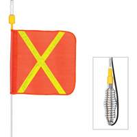 Safety Whip&reg; All-Weather Super-Duty Warning Whips with Constant LED Light, Spring Mount, 3' High, Orange with Reflective Industrial Sales