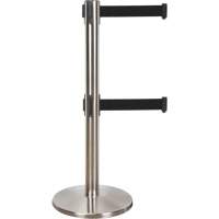 Barri&egrave;re pour le contr&ocirc;le des foules &agrave; courroie double, Acier, 35" h, Ruban Noir, Longueur du ruban 7' Industrial Sales