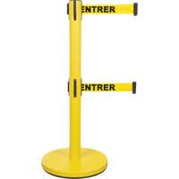 Barri&egrave;re pour le contr&ocirc;le des foules &agrave; courroie double, Acier, 35" h, Ruban Jaune, Longueur du ruban 7' Industrial Sales