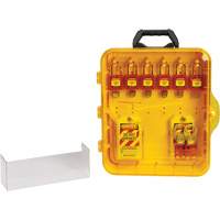 Station de cadenassage avec cadenas de s&eacute;curit&eacute; en nylon &agrave; cl&eacute; utilisant des cl&eacute;s identiques, Cadenas Plastique, Capacit&eacute; de 6, Cadenas Compris Industrial Sales