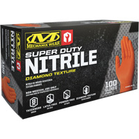 Super Duty Disposable Gloves, 9/Medium, Nitrile, 8-mil, Powder-Free, Orange Industrial Sales
