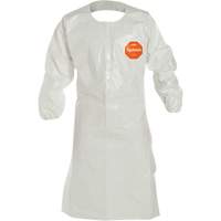 Disposable Sleeved Apron, Tychem&reg; 4000, White, 44" L Industrial Sales