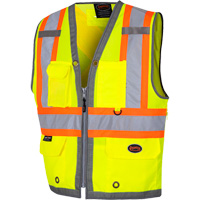 6673 Veste d'arpenteur au dos en maille avec fermeture &agrave; glissi&egrave;re, Jaune lime haute visibilit&eacute;, Petit, Polyester Industrial Sales