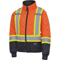 5015 Manteau matelass&eacute; pour cong&eacute;lateur, Polyester, Noir/Orange haute visibilit&eacute;, T-petit Industrial Sales