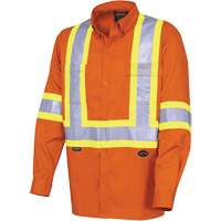 4441 Chemise de s&eacute;curit&eacute; &agrave; manches longues ultra respirante, Coton, Petit, Orange haute visibilit&eacute; Industrial Sales