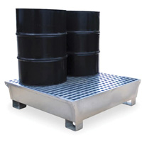 Ultra-Spill Pallet en acier, 4 barils, Capacit&eacute; de d&eacute;versement 68 gal. US, 49,1" x 47,1" x 10,9" Industrial Sales