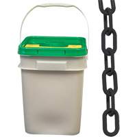 Chaîne de s&eacute;curit&eacute; en plastique robuste, Noir, Maillon de 2", 120' de long Industrial Sales