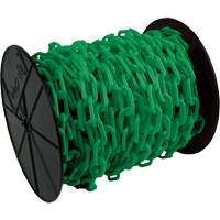 Chaîne de s&eacute;curit&eacute; en plastique robuste, Vert, Maillon de 2", 100' de long Industrial Sales
