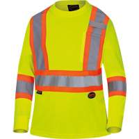 6969 Chandail de s&eacute;curit&eacute; &agrave; manches longues en il-de-perdrix pour femme, Polyester, T-petit, Jaune lime haute visibilit&eacute; Industrial Sales